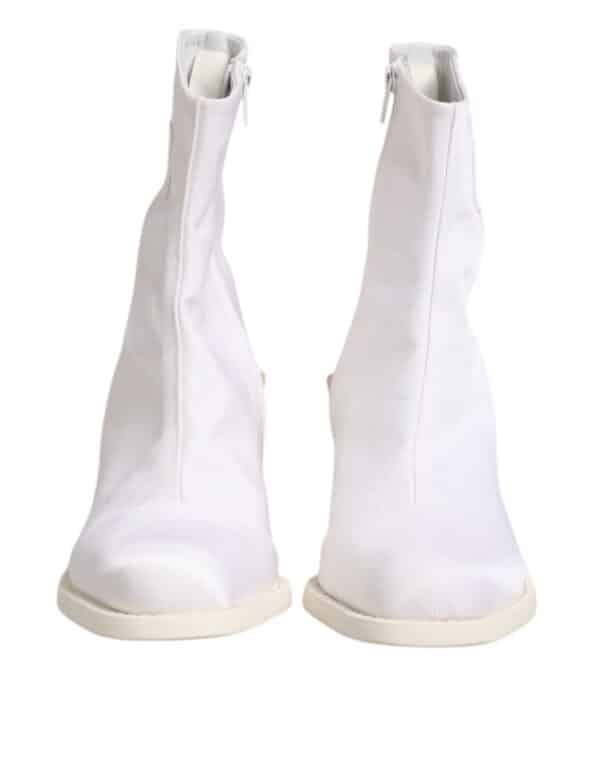 Maison Margiela White Square Heel Zip Ankle Boots Shoes – Image 2