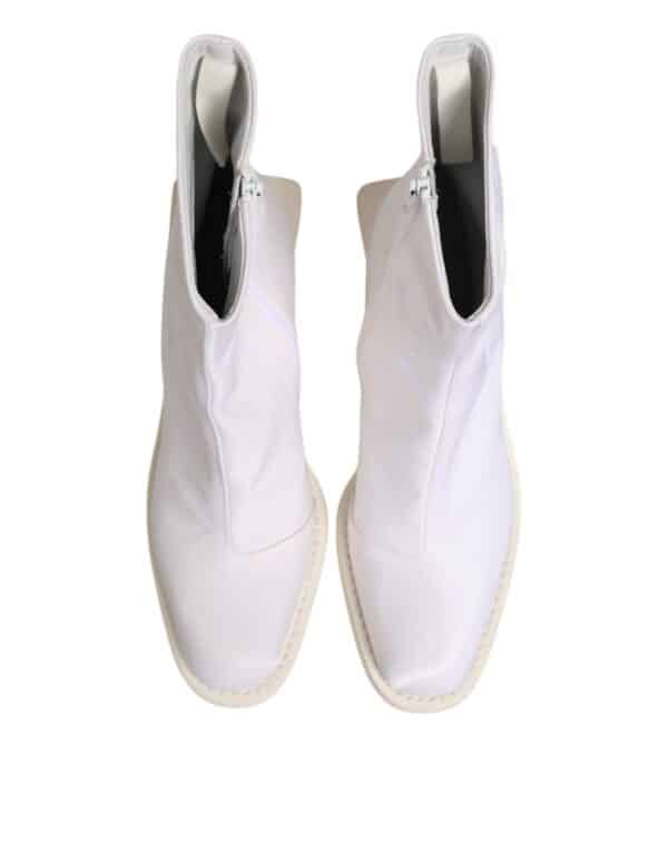 Maison Margiela White Square Heel Zip Ankle Boots Shoes – Image 3