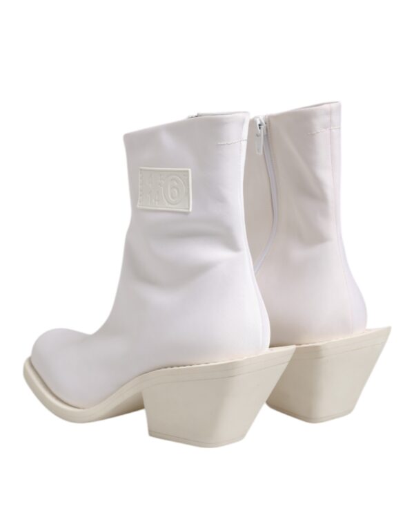 Maison Margiela White Square Heel Zip Ankle Boots Shoes – Image 5