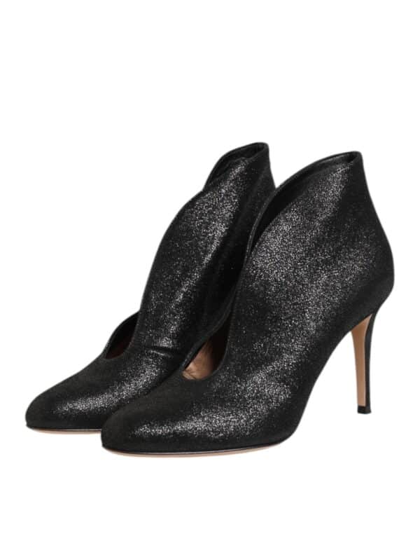 Gianvito Rossi Metallic Black Pump Stiletto Heels Shoes – Image 4