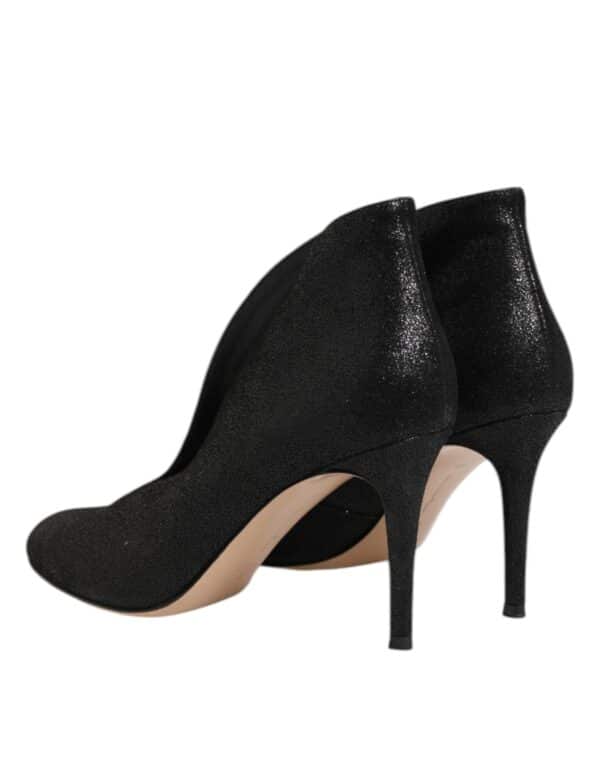 Gianvito Rossi Metallic Black Pump Stiletto Heels Shoes – Image 5