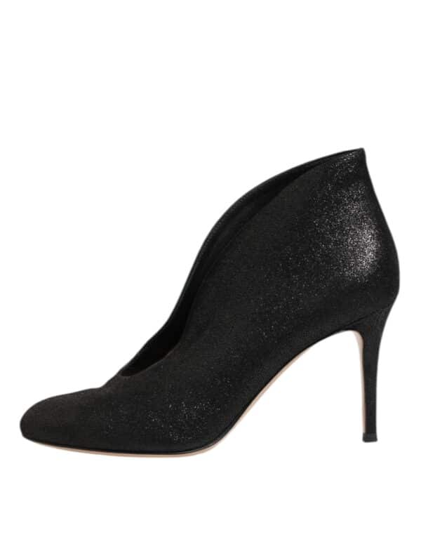 Gianvito Rossi Metallic Black Pump Stiletto Heels Shoes – Image 6