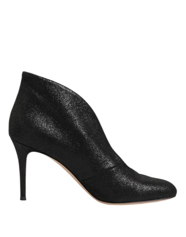 Gianvito Rossi Metallic Black Pump Stiletto Heels Shoes – Image 7