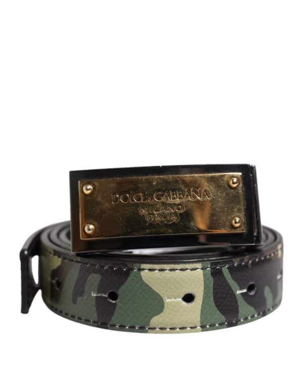 Dolce & Gabbana Multicolor Camouflage Metal Logo Buckle Belt – Image 2