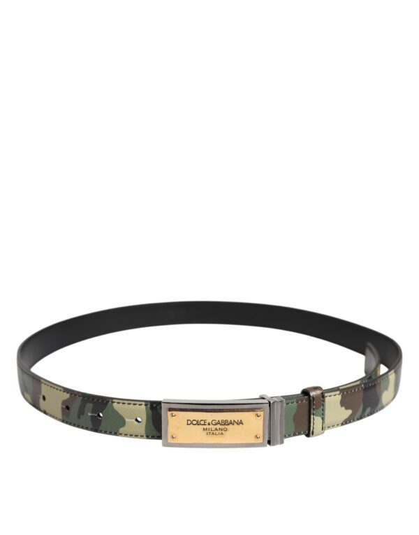 Dolce & Gabbana Multicolor Camouflage Metal Logo Buckle Belt – Image 3