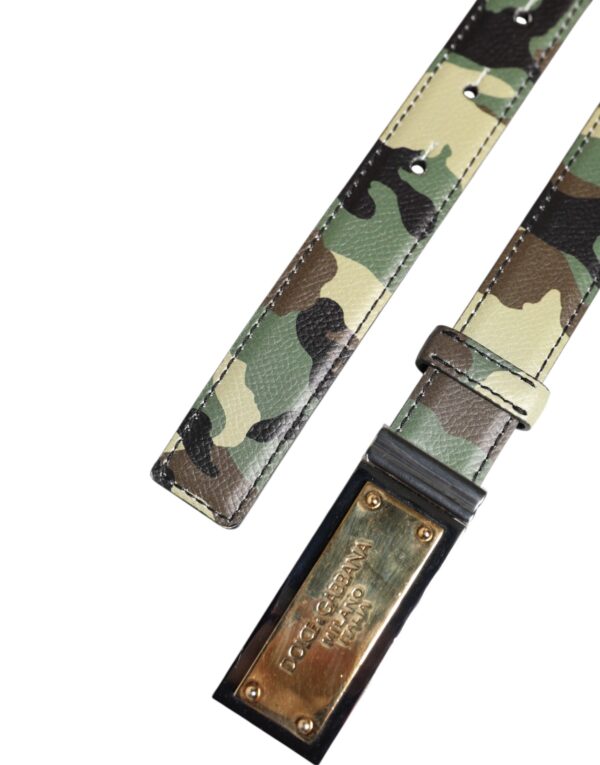 Dolce & Gabbana Multicolor Camouflage Metal Logo Buckle Belt – Image 6