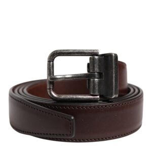 Dolce & Gabbana Brown Classic Silver Metal Logo Buckle Belt