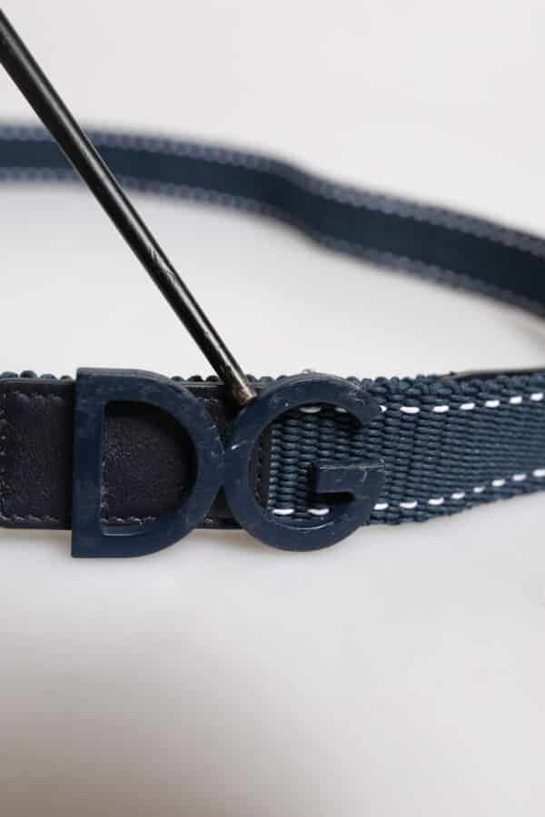 Dolce & Gabbana Blue White Cotton DG Logo Metal Buckle Belt – Image 5