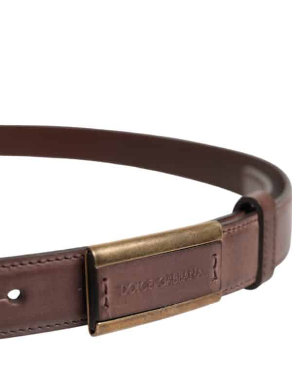 Dolce & Gabbana Brown Calf Leather Antique Buckle Belt – Image 4