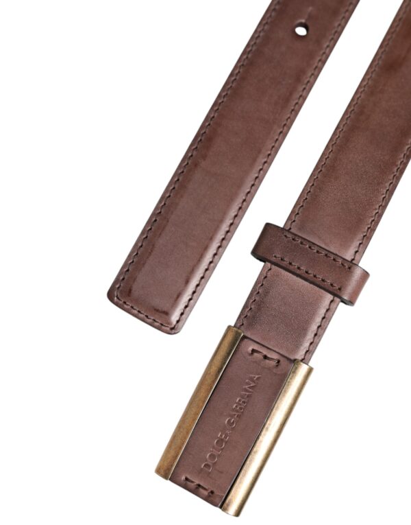 Dolce & Gabbana Brown Calf Leather Antique Buckle Belt – Image 6