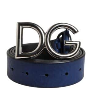 Dolce & Gabbana Blue Classic Silver Metal DG Logo Buckle Belt