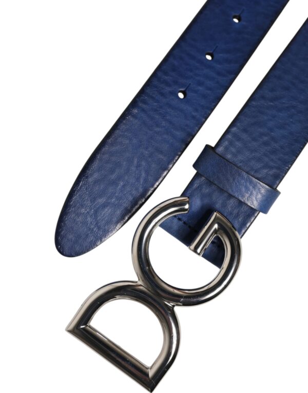 Dolce & Gabbana Blue Classic Silver Metal DG Logo Buckle Belt – Image 6
