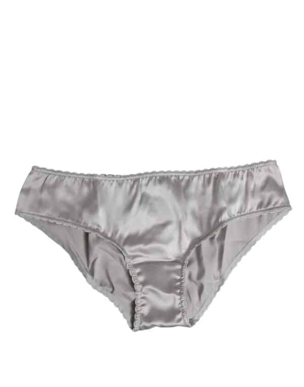 Dolce & Gabbana Gray Silk Stretch Bottom Low Waist Panty Underwear – Image 2