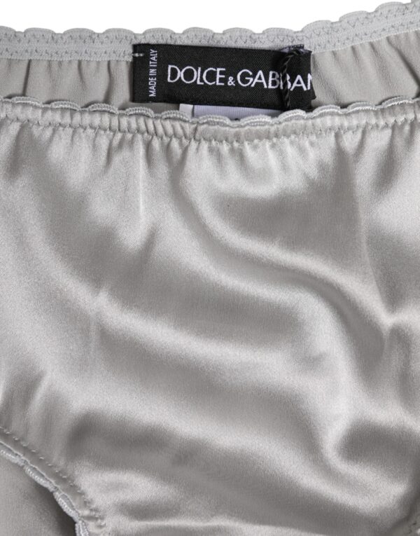 Dolce & Gabbana Gray Silk Stretch Bottom Low Waist Panty Underwear – Image 5