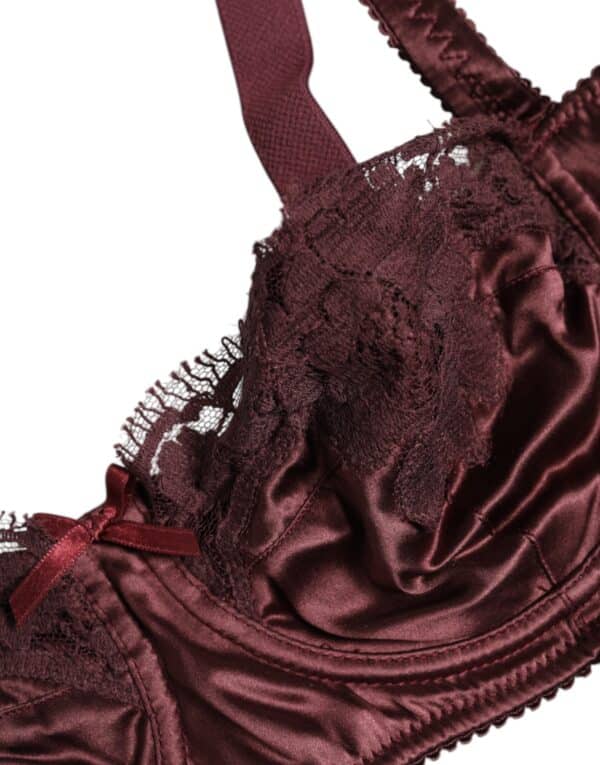 Dolce & Gabbana Burgundy Silk Underwired Balconette Bra Underwear – Image 3