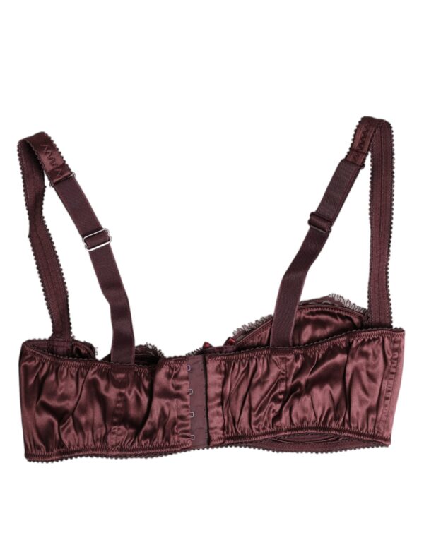 Dolce & Gabbana Burgundy Silk Underwired Balconette Bra Underwear – Image 4