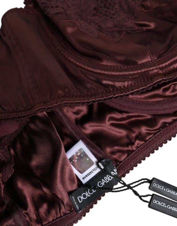 Dolce & Gabbana Burgundy Silk Underwired Balconette Bra Underwear – Image 5