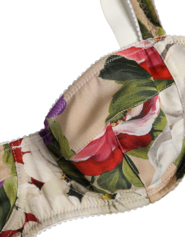Dolce & Gabbana Beige Floral Balconcino Underwired Bra Underwear – Image 3