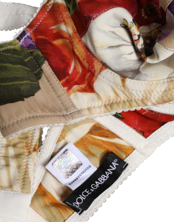 Dolce & Gabbana Beige Floral Balconcino Underwired Bra Underwear – Image 5