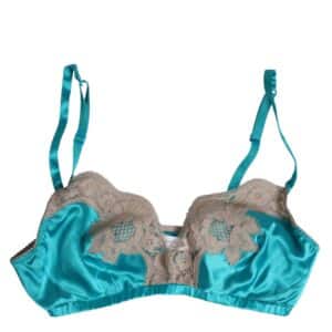 Dolce & Gabbana Green Floral Lace Silk Non Wire Bra Underwear