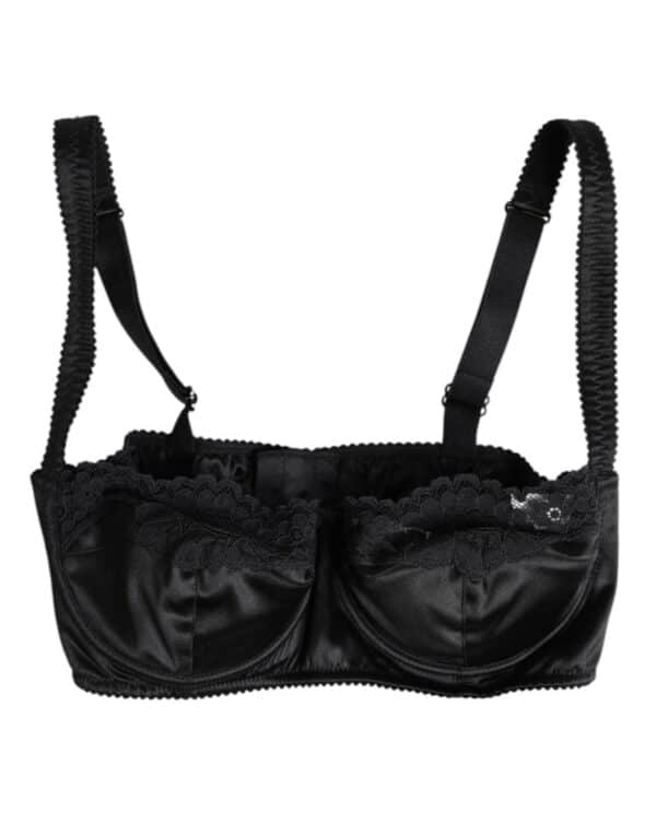 Dolce & Gabbana Black Silk Underwired Balconette Bra Underwear – Image 2