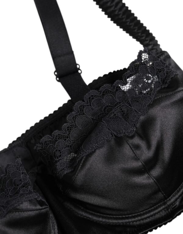 Dolce & Gabbana Black Silk Underwired Balconette Bra Underwear – Image 3