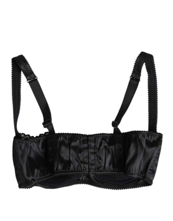 Dolce & Gabbana Black Silk Underwired Balconette Bra Underwear – Image 4