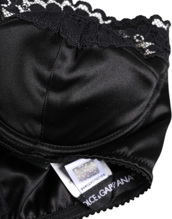 Dolce & Gabbana Black Silk Underwired Balconette Bra Underwear – Image 5