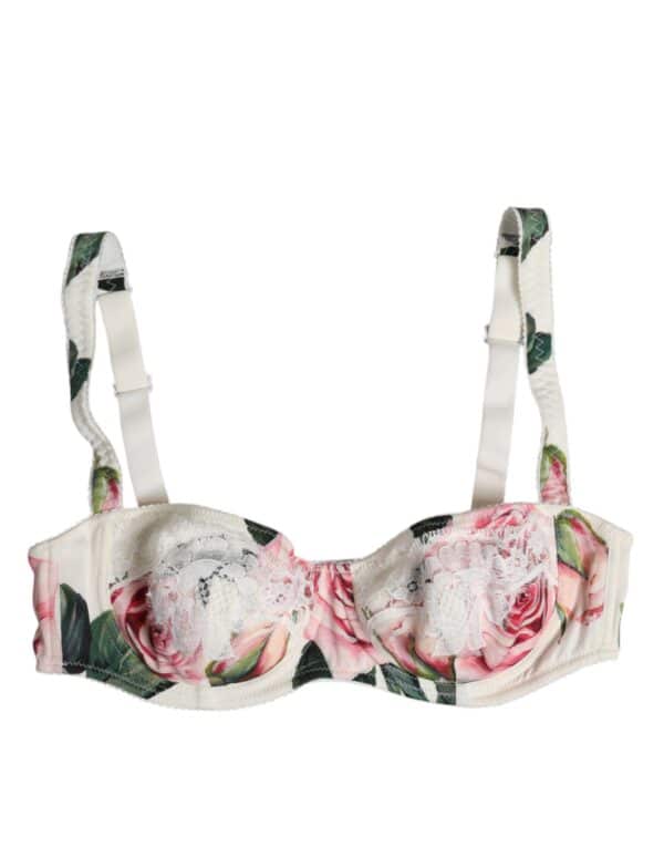 Dolce & Gabbana White Floral Balconette Underwired Bra Underwear – Image 2