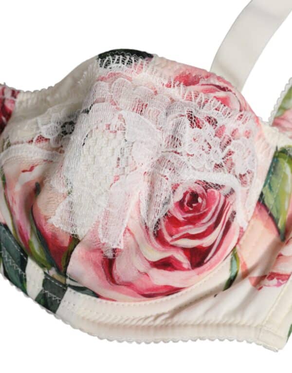 Dolce & Gabbana White Floral Balconette Underwired Bra Underwear – Image 3