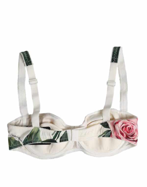 Dolce & Gabbana White Floral Balconette Underwired Bra Underwear – Image 4