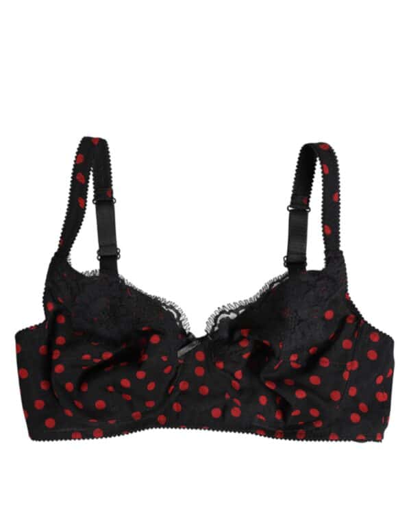 Dolce & Gabbana Black Red Polka Dot Underwired Balconette Underwear – Image 2