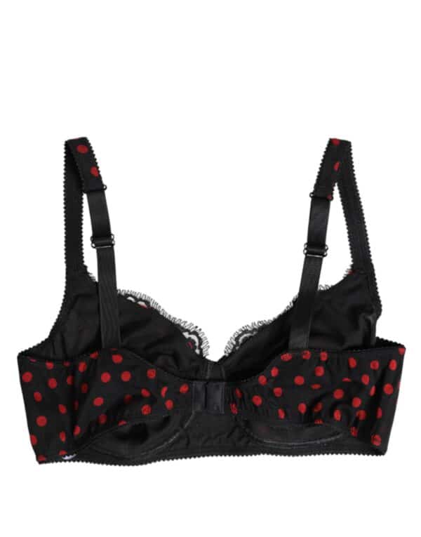 Dolce & Gabbana Black Red Polka Dot Underwired Balconette Underwear – Image 3