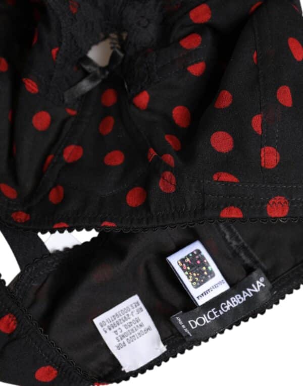 Dolce & Gabbana Black Red Polka Dot Underwired Balconette Underwear – Image 5