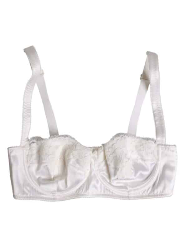 Dolce & Gabbana White Silk Underwired Balconette Bra Underwear – Image 2