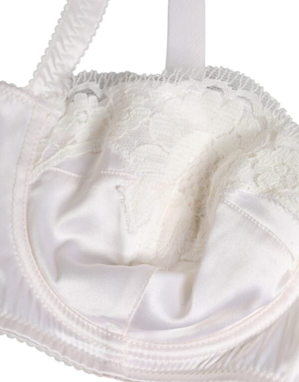Dolce & Gabbana White Silk Underwired Balconette Bra Underwear – Image 3