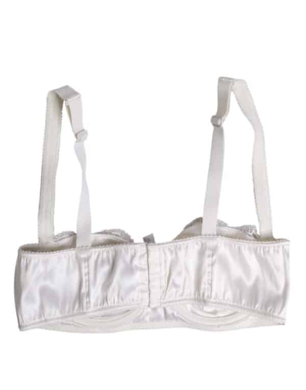 Dolce & Gabbana White Silk Underwired Balconette Bra Underwear – Image 4