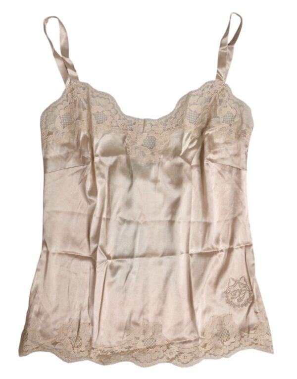 Dolce & Gabbana Beige Lace Silk Satin Tank Lingerie Underwear – Image 2