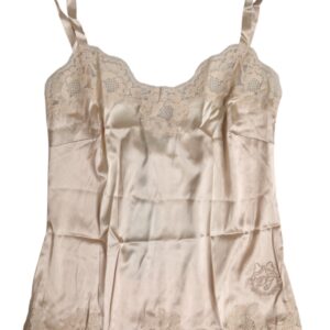 Dolce & Gabbana Beige Lace Silk Satin Tank Lingerie Underwear