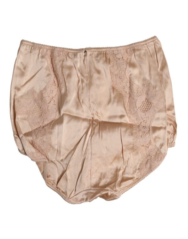 Dolce & Gabbana Beige Silk Lace High Waist Bikini Panty Underwear – Image 4