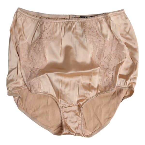 Dolce & Gabbana Beige Silk Lace High Waist Bikini Panty Underwear – Image 5