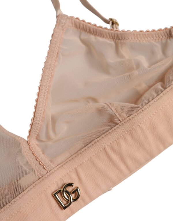 Dolce & Gabbana Powder Pink Nylon DG Logo Non Wire Bra Underwear – Image 3