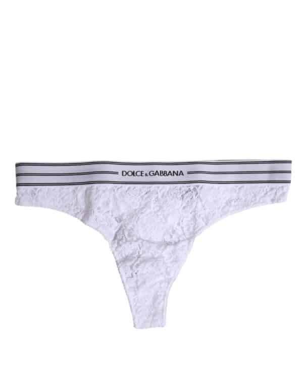 Dolce & Gabbana White Nylon Floral Lace Bottom Panty Underwear – Image 2