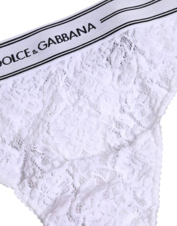 Dolce & Gabbana White Nylon Floral Lace Bottom Panty Underwear – Image 3