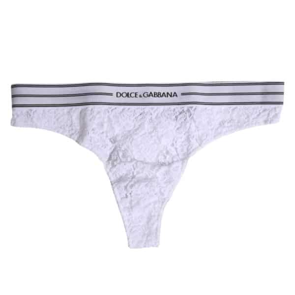 Dolce & Gabbana White Nylon Floral Lace Bottom Panty Underwear – Image 5