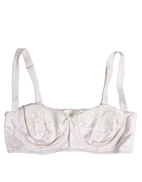 Dolce & Gabbana White Silk Underwired Balconette Bra Underwear – Image 2