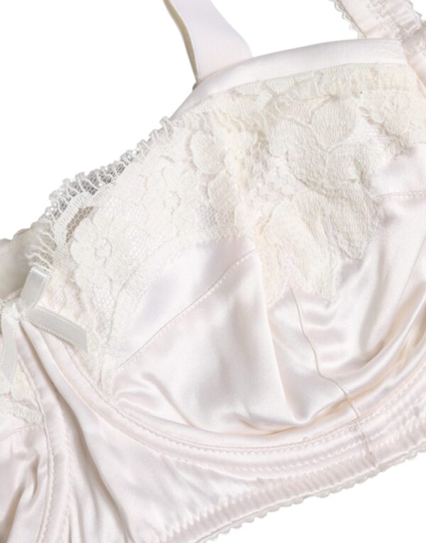 Dolce & Gabbana White Silk Underwired Balconette Bra Underwear – Image 3