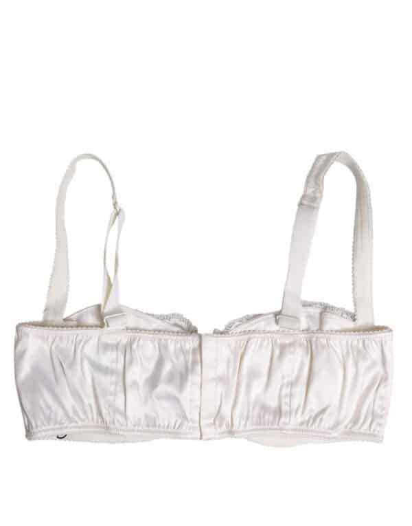 Dolce & Gabbana White Silk Underwired Balconette Bra Underwear – Image 4