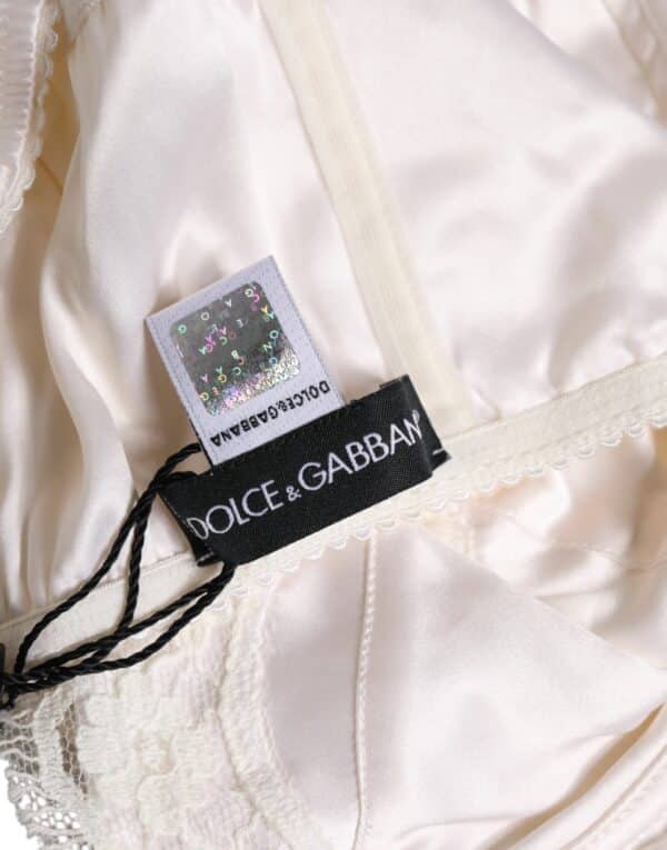 Dolce & Gabbana White Silk Underwired Balconette Bra Underwear – Image 5