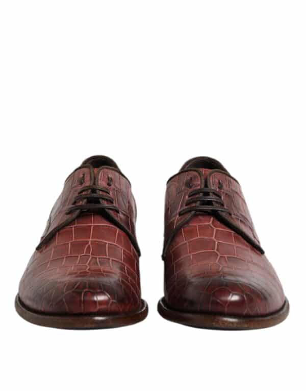 Dolce & Gabbana Burgundy Leather Lace Up Derby Dress Shoes – Image 2
